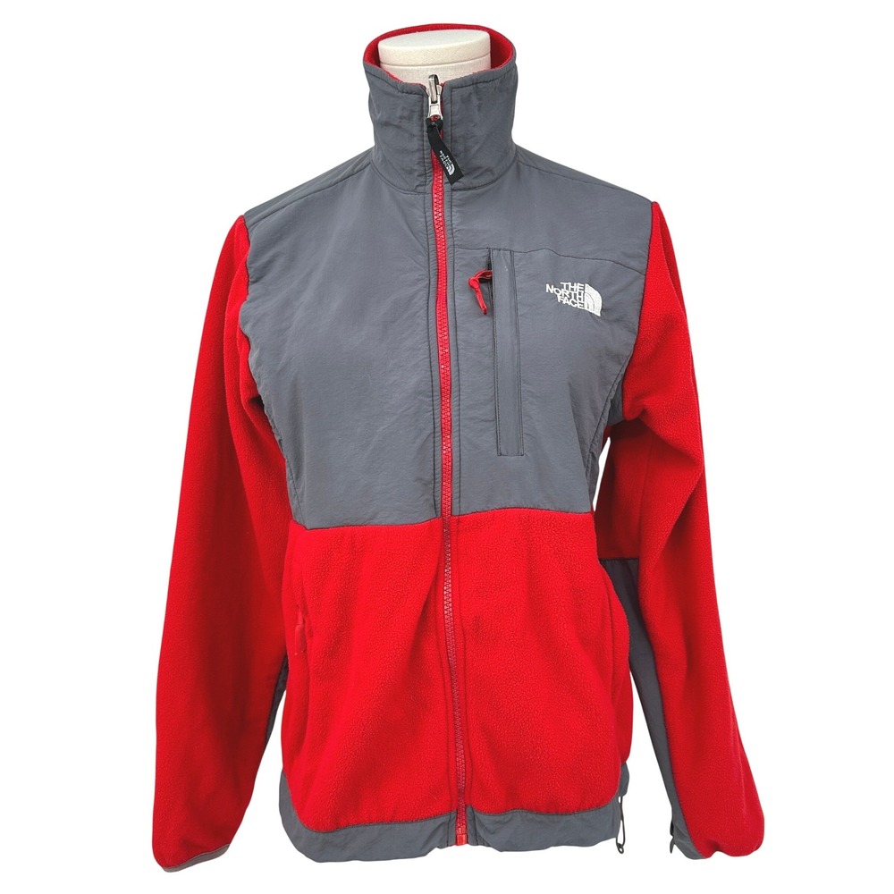 The North Face‎ Denali Fleece Jacket Womens Small Red Grey Full Zip